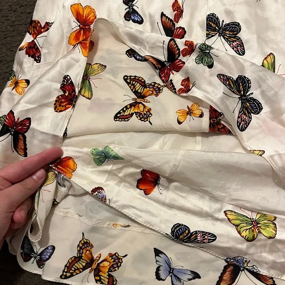 Y2K Vintage Poleci Silk Butterfly Babydoll Midi Dress - Picture 10 of 10